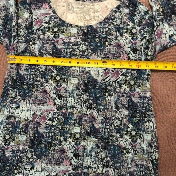 PureJill (J. Jill) Women's Medium Peacock Faux Wrap Half Sleeved Tunic Blouse - Picture 6 of 7